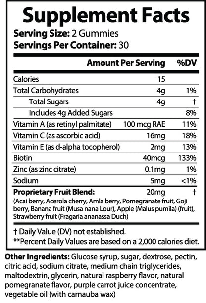 Pure Super Fruits Gummies Ingredients